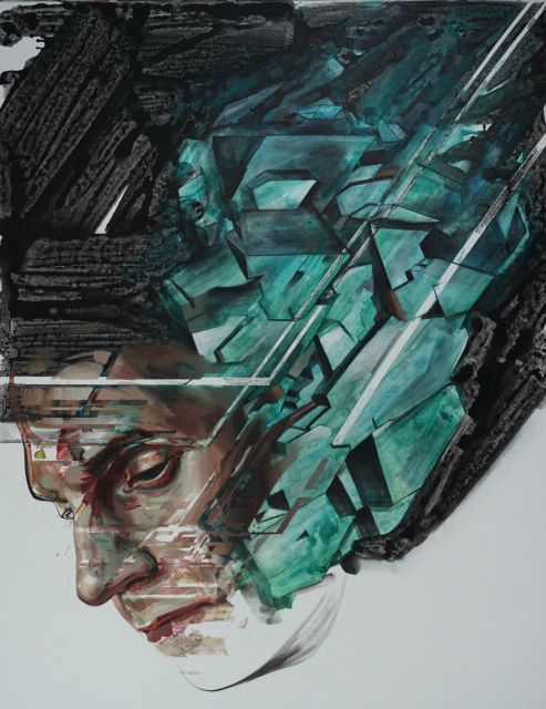 Portrait Aggregat 2, 2017, 180 x 140 cm, Öl Acryl auf Leinwand